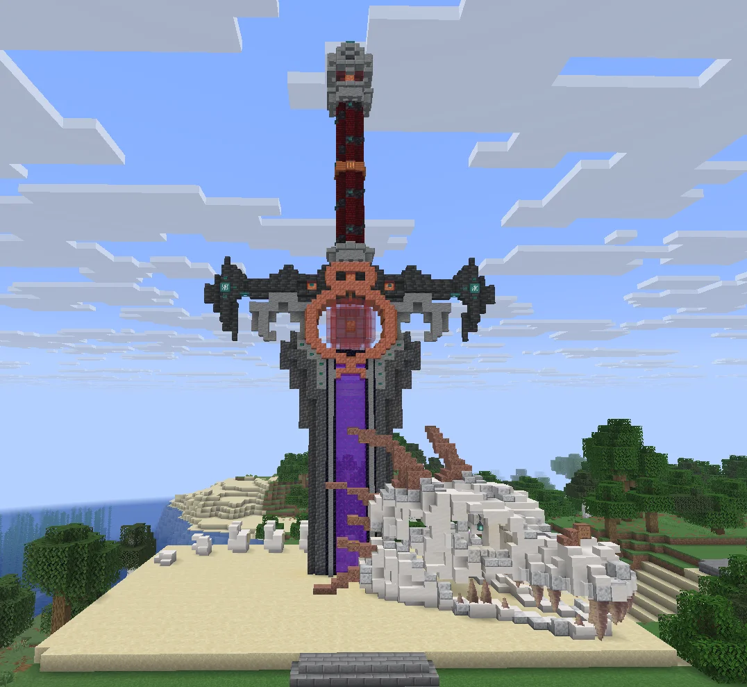 Zwaard-monument met nether portaal